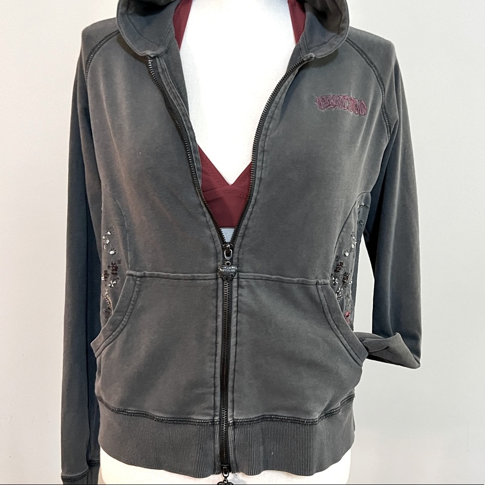 Vertigo Paris Embroidered Zip Front Hoodie Size L